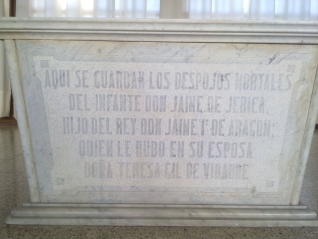Restos de Jaime de Jérica - Monasterio Císter de Benaguasil